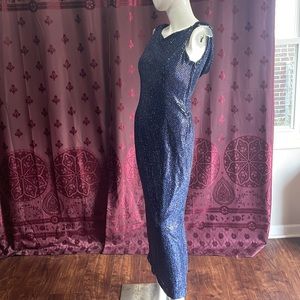 Y2K Navy Blue Sequin Disco Gown Vintage Be Smart Size 5/6